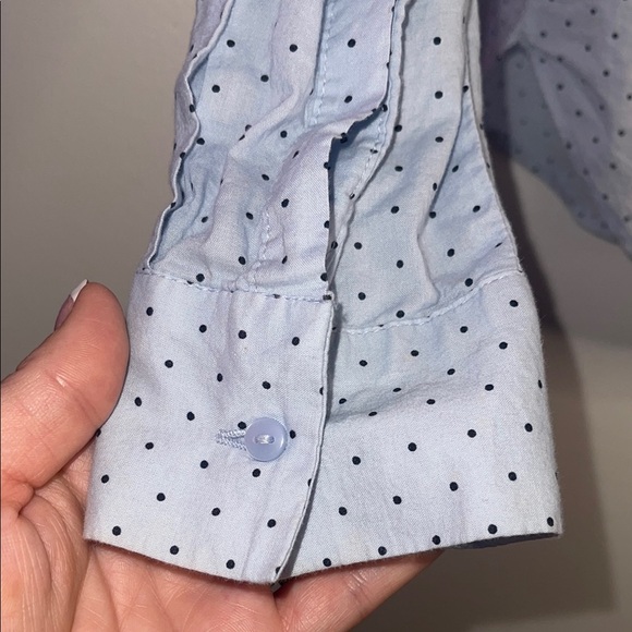 H&M womens cotton blouse size 14 Light Blue partial Button Down business casual - Picture 9 of 17